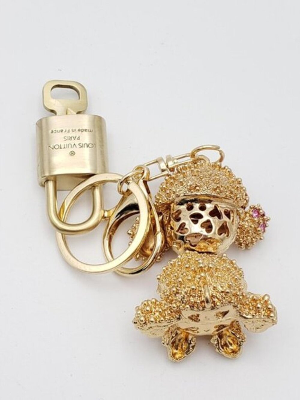 Authentic Louis Vuitton Gold Padlock 🔒 Shiny LV Key + Unbranded Puppy Charm - Picture 5 of 8